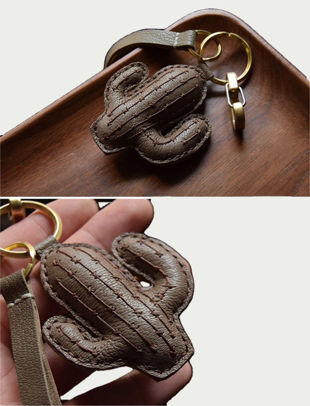 cactus bag charm gift
luxury handmade gift set
French sheepskin handmade keychain