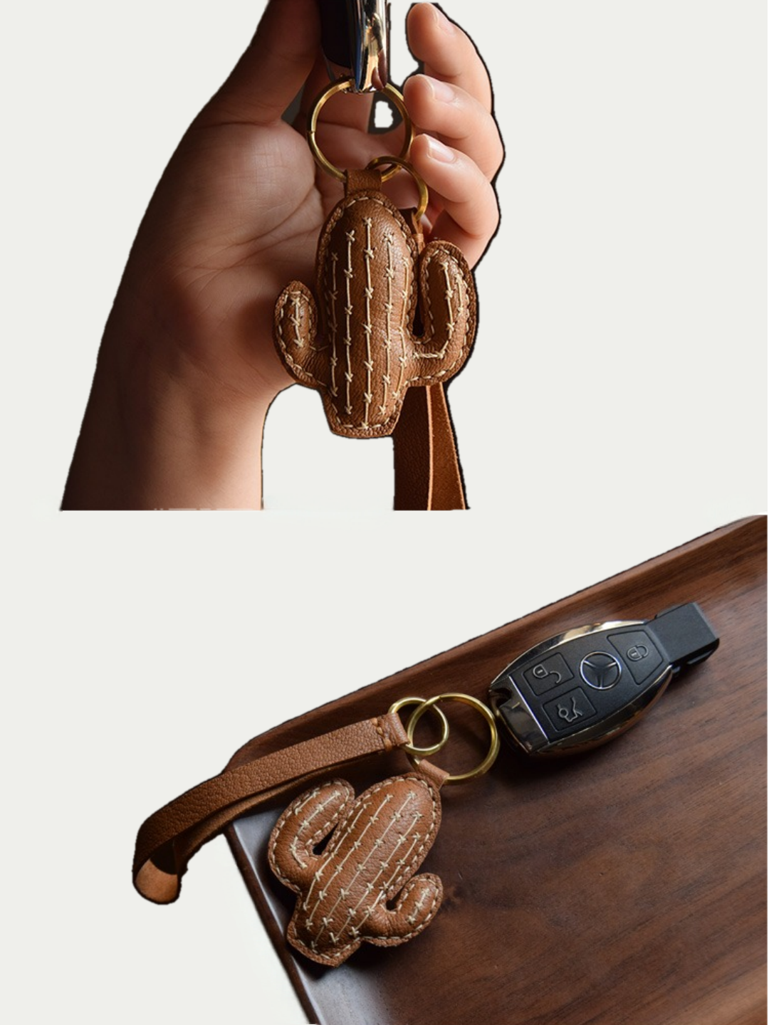 cactus bag charm gift
luxury handmade gift set
French sheepskin handmade keychain