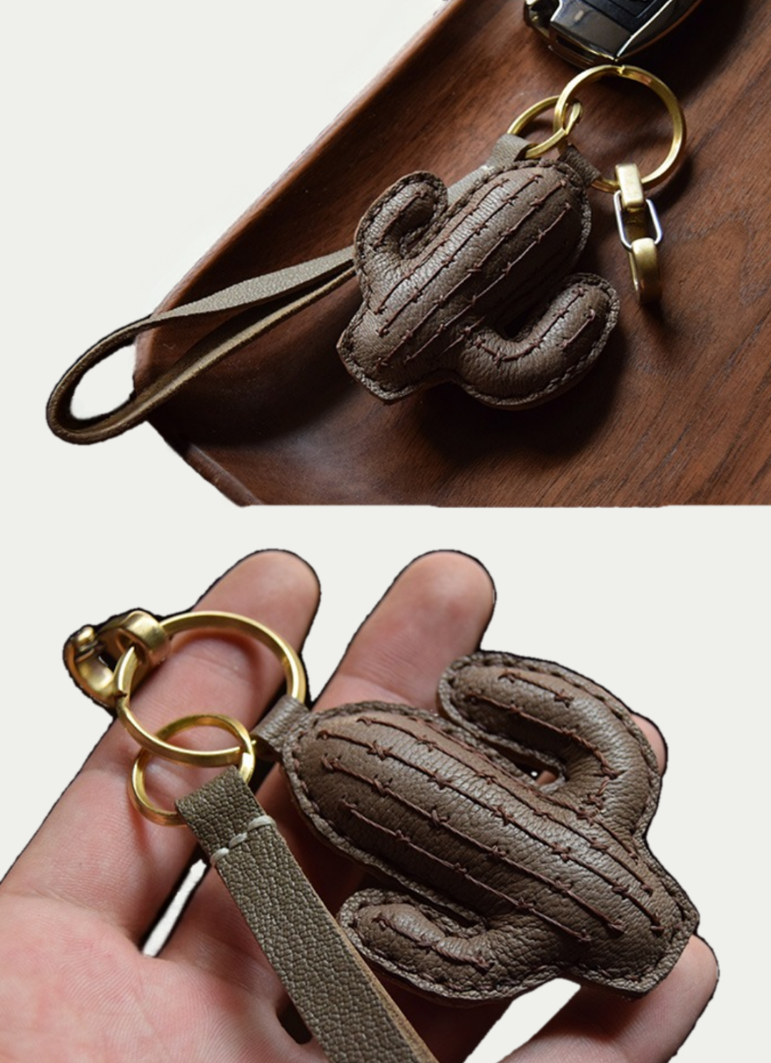 cactus bag charm gift
luxury handmade gift set
French sheepskin handmade keychain