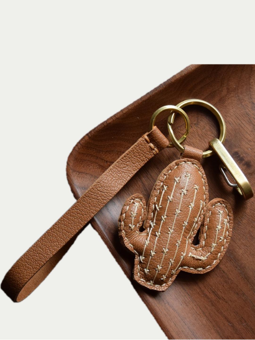 cactus bag charm gift
luxury handmade gift set
French sheepskin handmade keychain