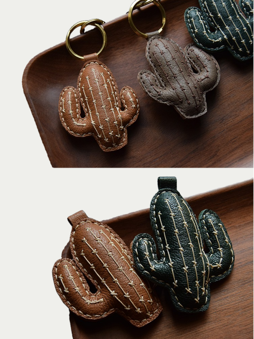 cactus bag charm gift
luxury handmade gift set
French sheepskin handmade keychain