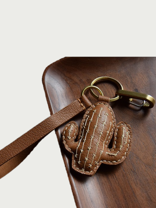 cactus bag charm gift
luxury handmade gift set
French sheepskin handmade keychain