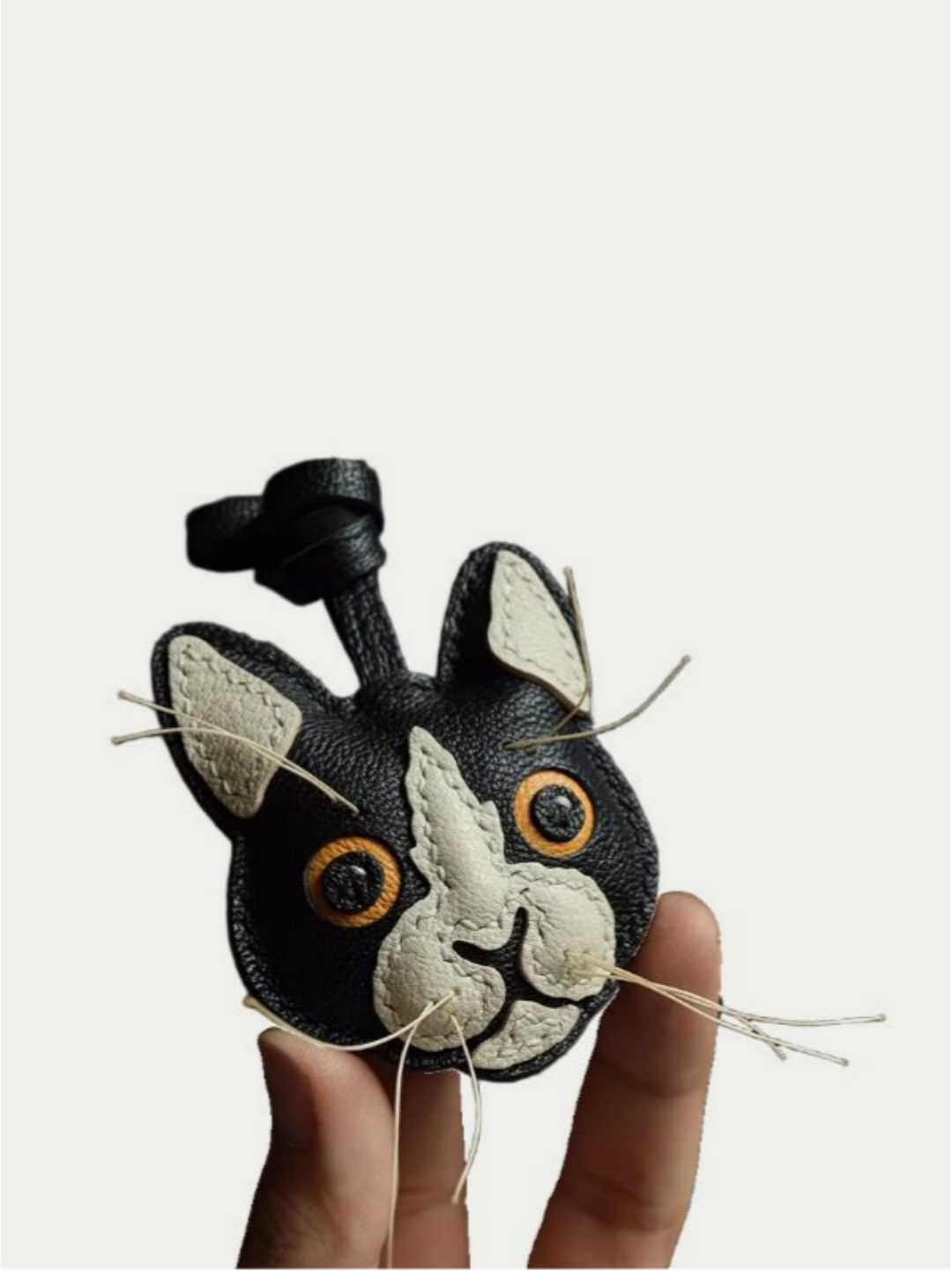 cat  bag charm gift
luxury handmade gift set
French sheepskin handmade keychain