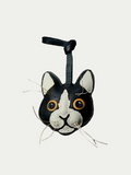 Grey handmade French lambskin cat bag charm front view Rainbow Zoo

