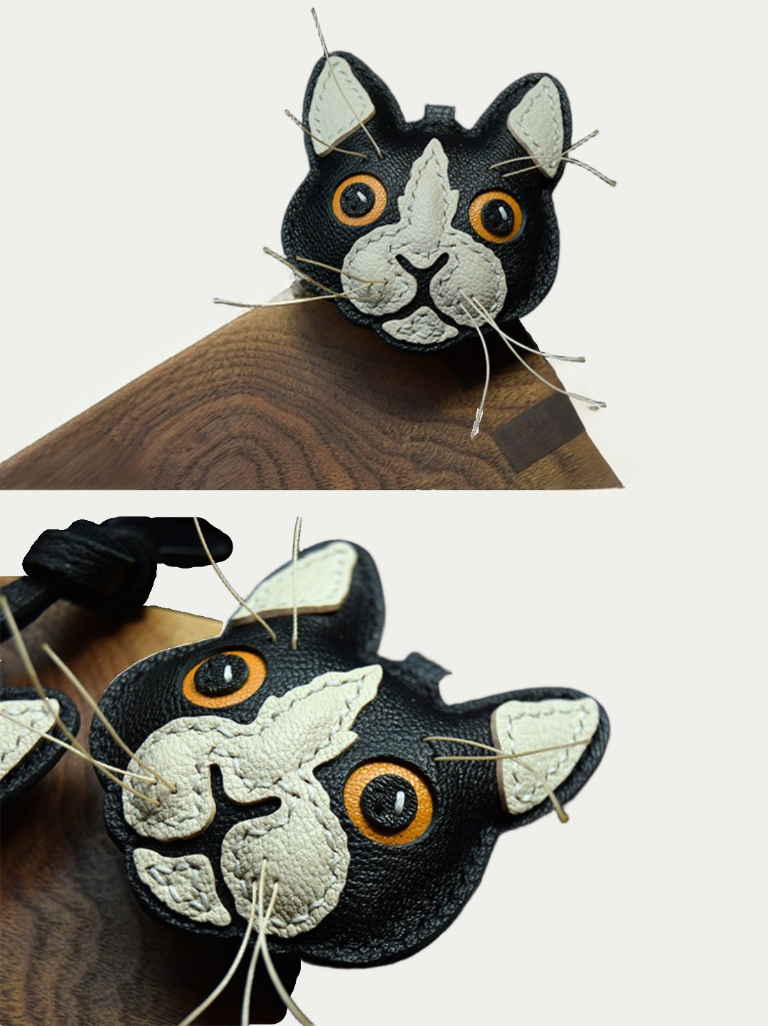 cat  bag charm gift
luxury handmade gift set
French sheepskin handmade keychain