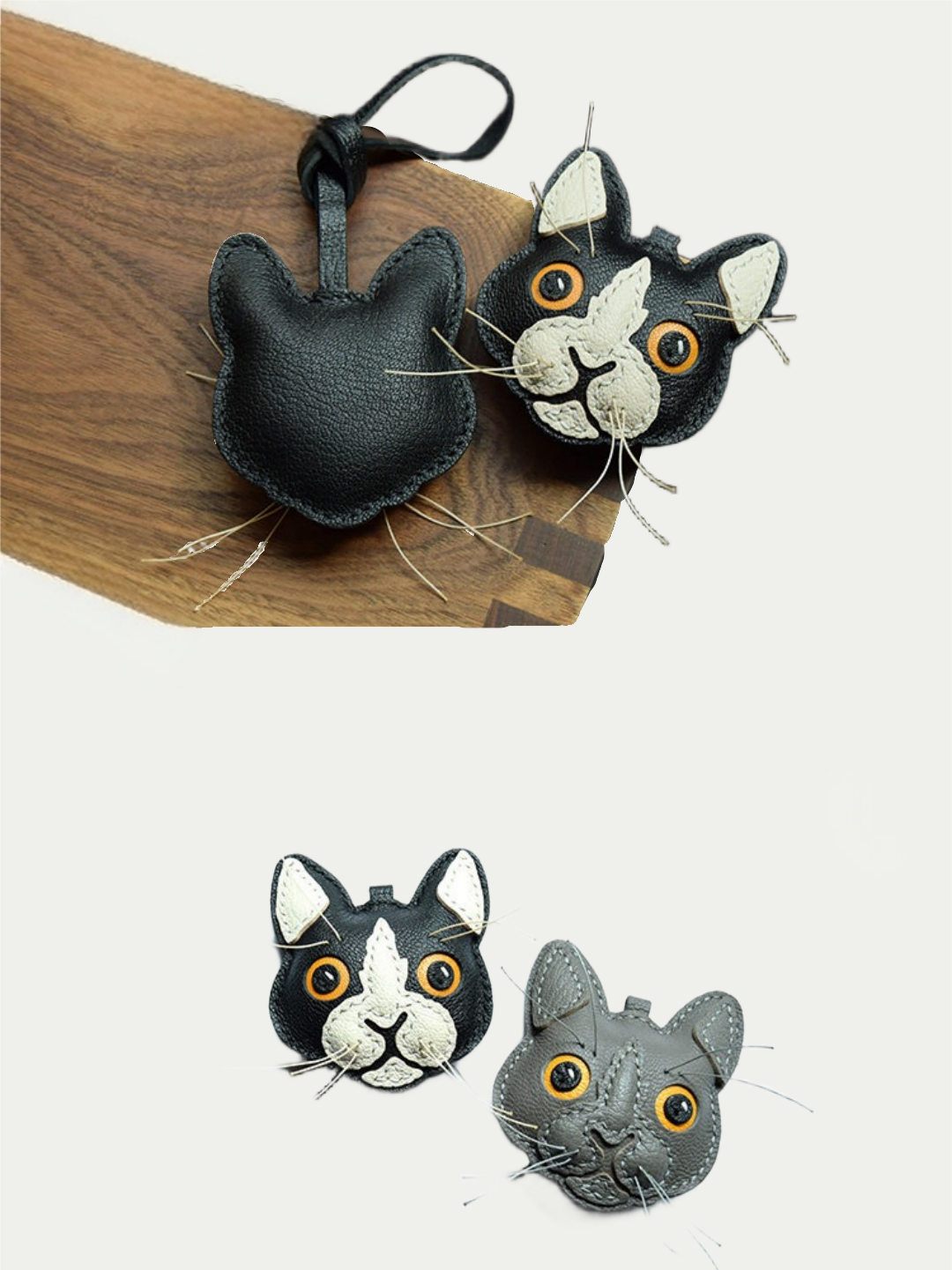 cat  bag charm gift
luxury handmade gift set
French sheepskin handmade keychain