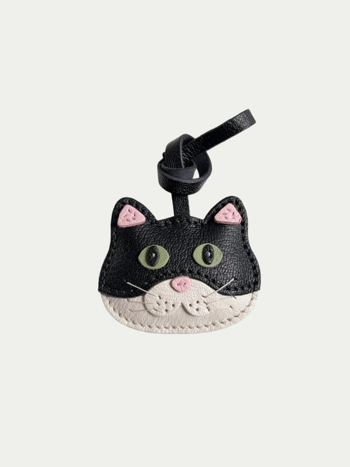 Handmade French Lambskin Black Cat Bag Charm Rainbow Zoo
