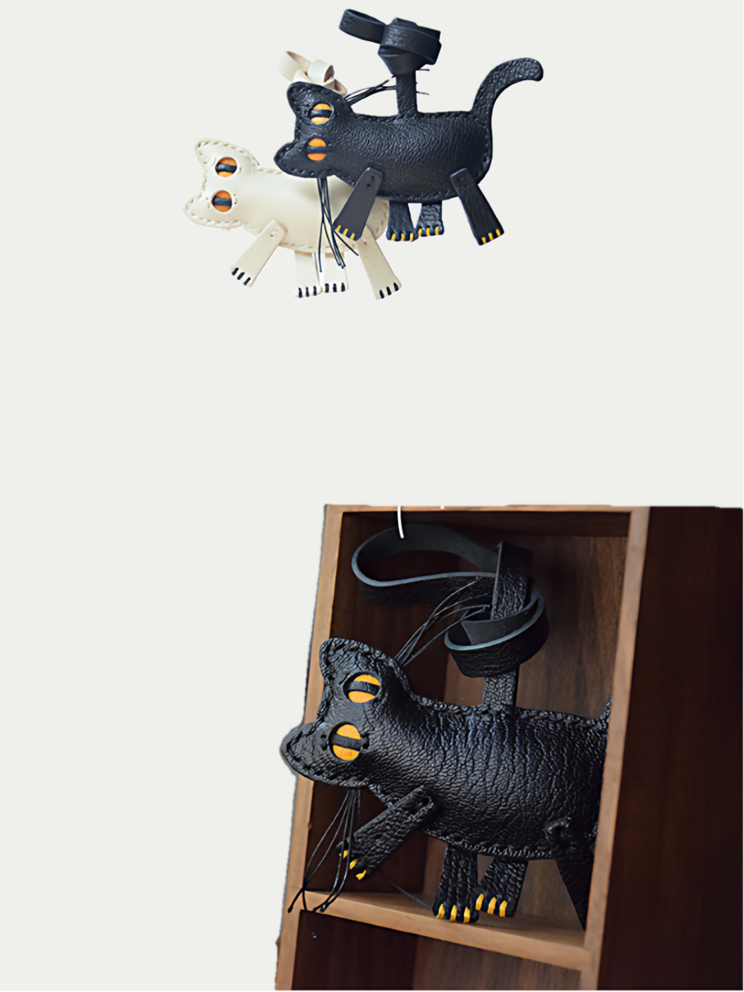 black cat bag charm gift
luxury handmade gift set
leather cat bag charm gift
French sheepskin handmade keychain