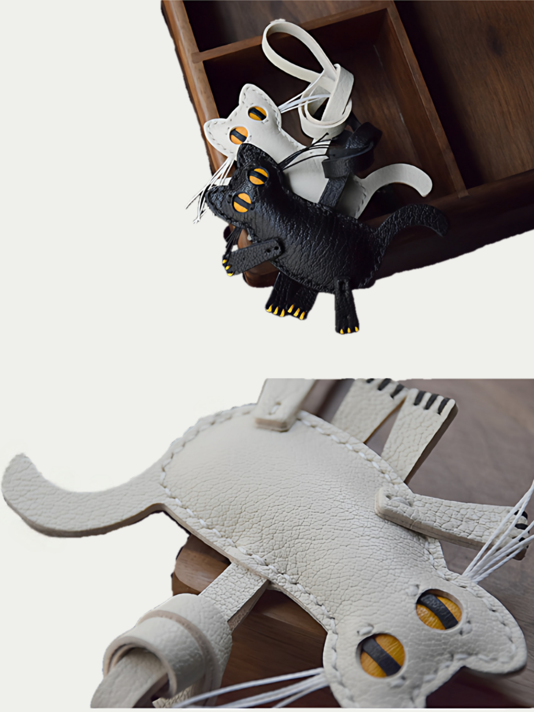 black cat bag charm gift
luxury handmade gift set
leather cat bag charm gift
French sheepskin handmade keychain