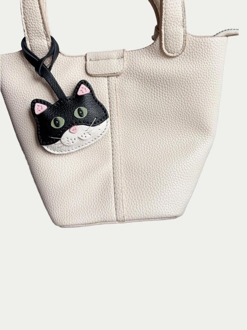 Handmade French Lambskin Black Cat Bag Charm Rainbow Zoo
