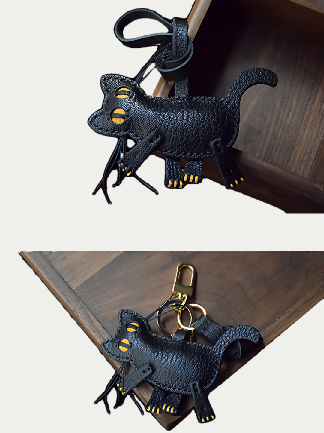 black cat bag charm gift
luxury handmade gift set
leather cat bag charm gift
French sheepskin handmade keychain