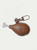 Handmade French Sheepskin Chicken Drumstick Bag Charm Brown
