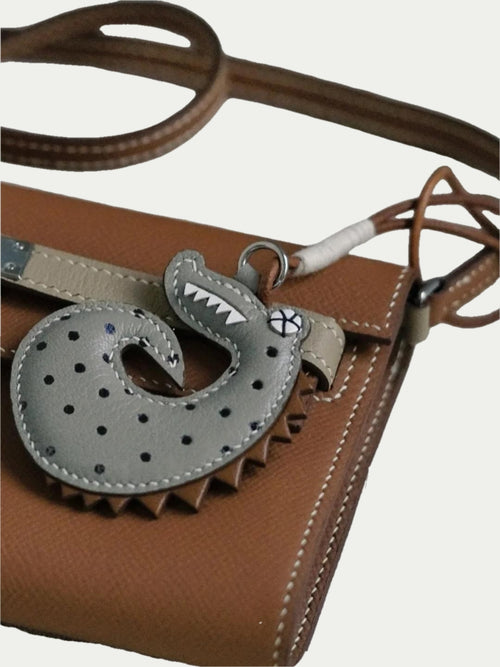 Handmade French Sheepskin Crocodile Bag Charm
