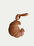 Handmade French Lambskin brown Croissant Bag Charm Rainbow Zoo
