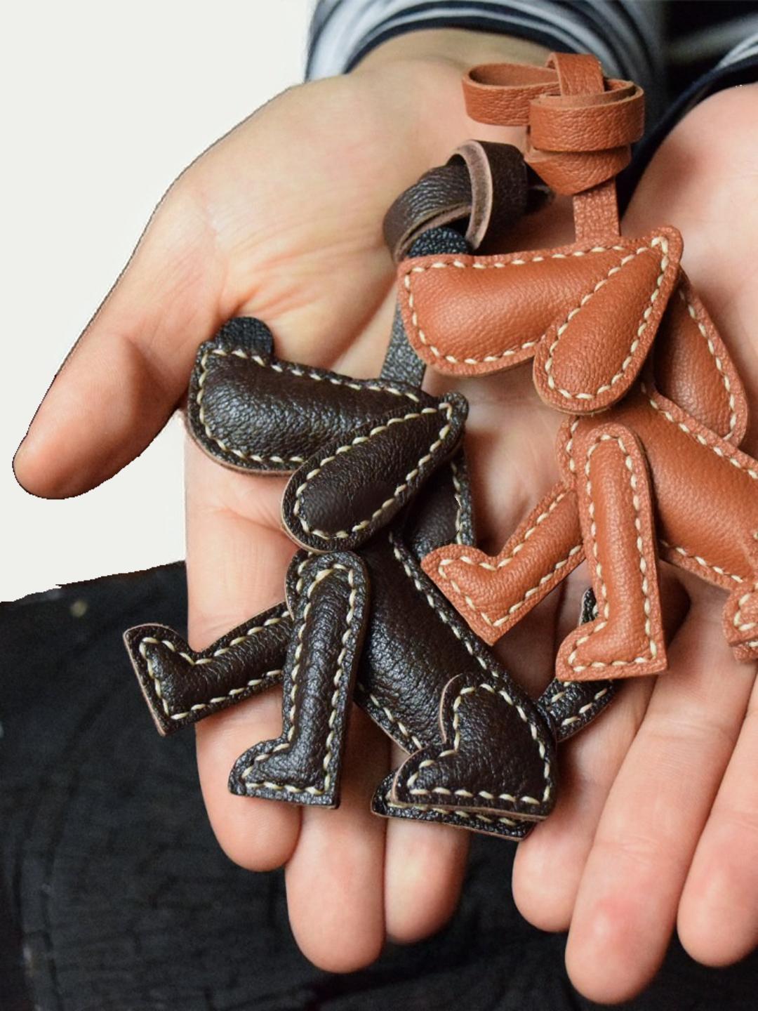 dog  bag charm gift
luxury handmade gift set
French sheepskin handmade keychain