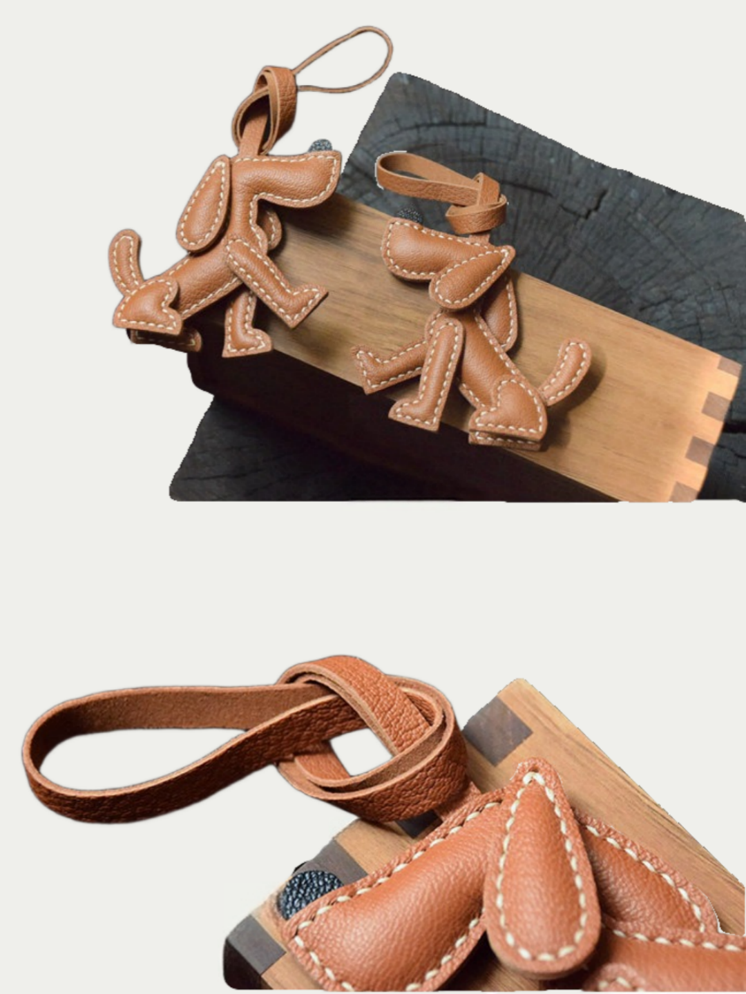 dog  bag charm gift
luxury handmade gift set
French sheepskin handmade keychain