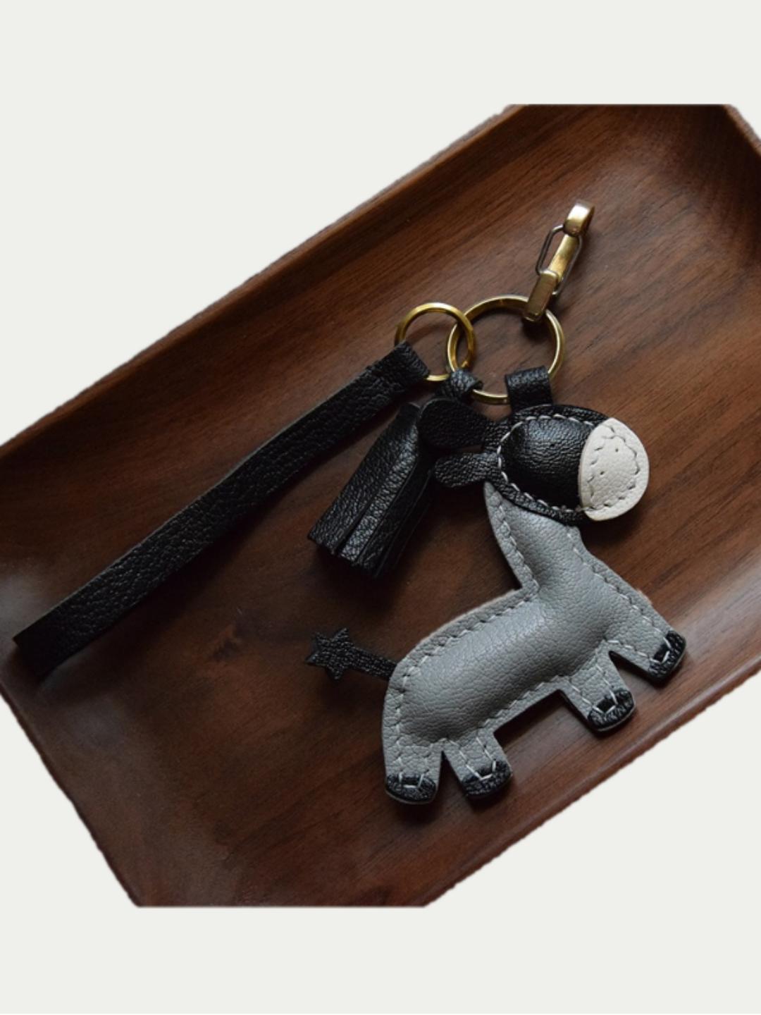 donkey bag charm gift
luxury handmade gift set
French sheepskin handmade keychain