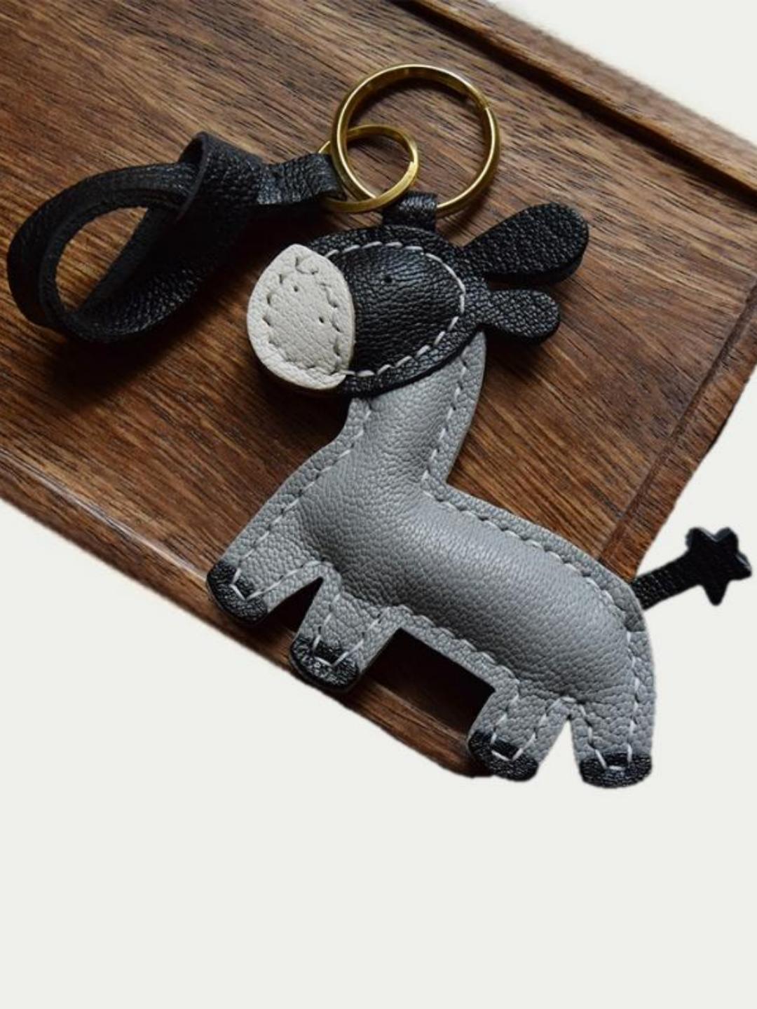 donkey bag charm gift
luxury handmade gift set
French sheepskin handmade keychain