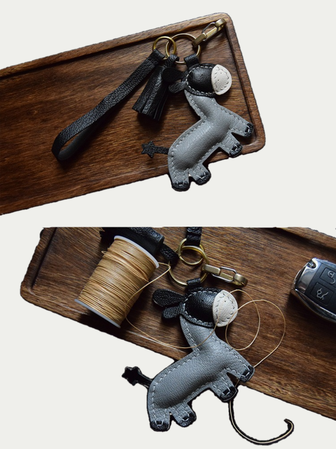 donkey bag charm gift
luxury handmade gift set
French sheepskin handmade keychain