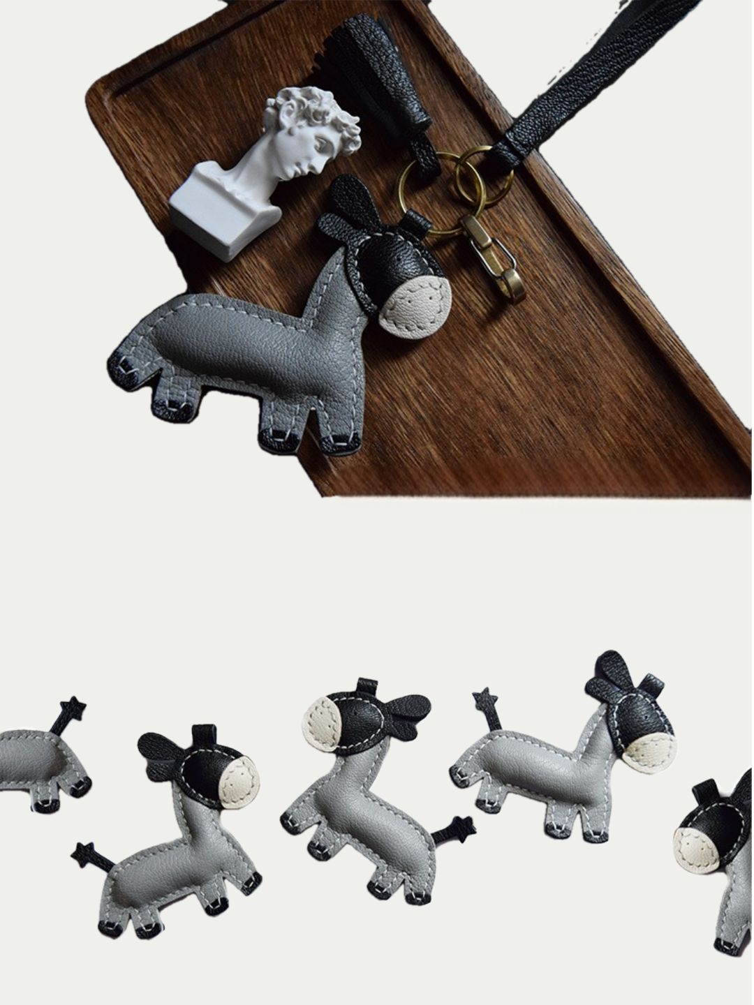 donkey bag charm gift
luxury handmade gift set
French sheepskin handmade keychain