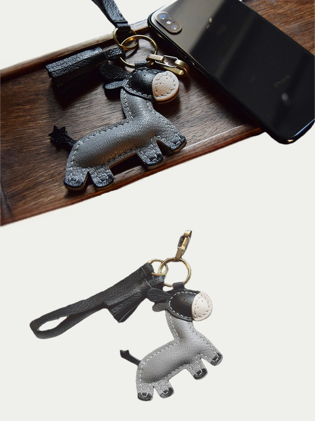 donkey bag charm gift
luxury handmade gift set
French sheepskin handmade keychain