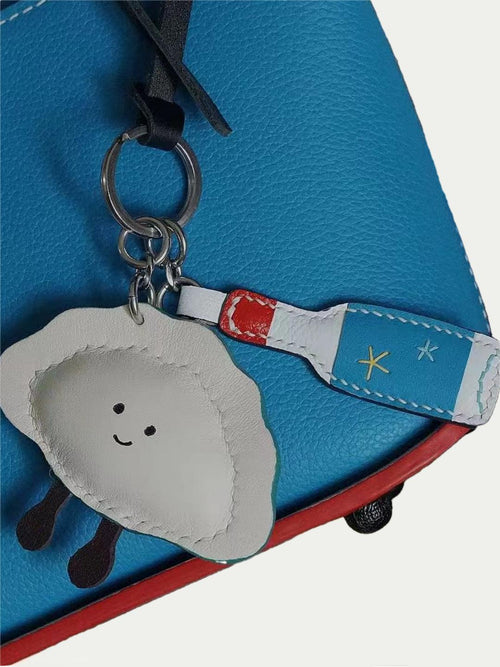 Handmade French Sheepskin Dumpling Bag Charm Gray
