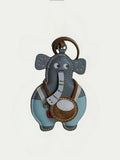 Handmade French Sheepskin Elephant Bag Charm Blue
