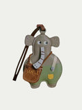 Handmade French Sheepskin Elephant Bag Charm Blue
