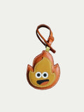 Handmade Orange Flame Bag Charm Genuine French Sheepskin Leather