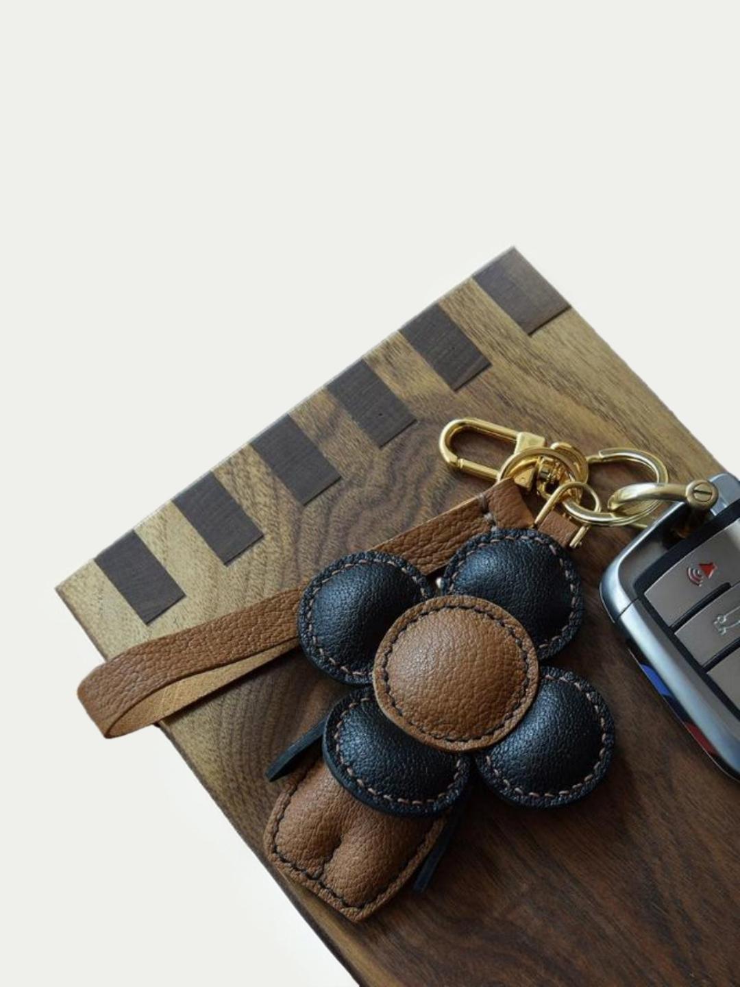 Black Brown Flower Doll Charm - French Lambskin Pendant | Rainbow Zoo