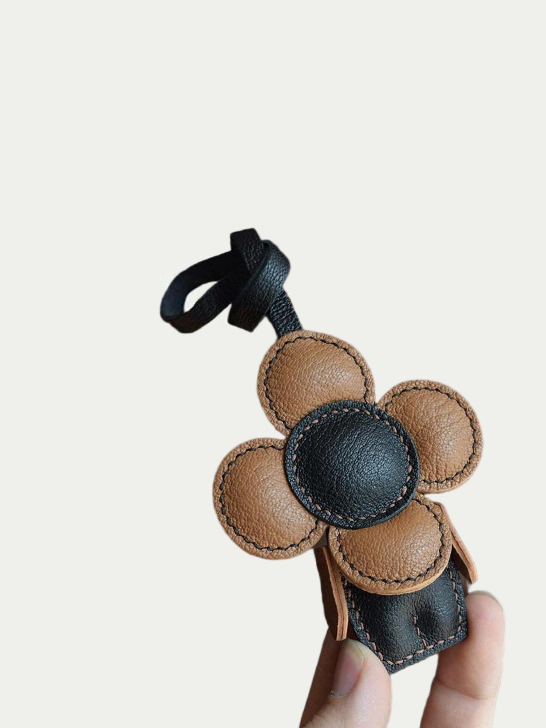 Black Brown Flower Doll Charm - French Lambskin Pendant | Rainbow Zoo