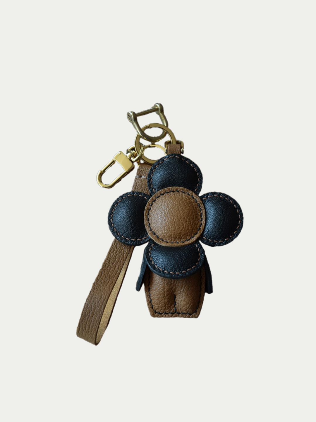 Black Brown Flower Doll Charm - French Lambskin Pendant | Rainbow Zoo
