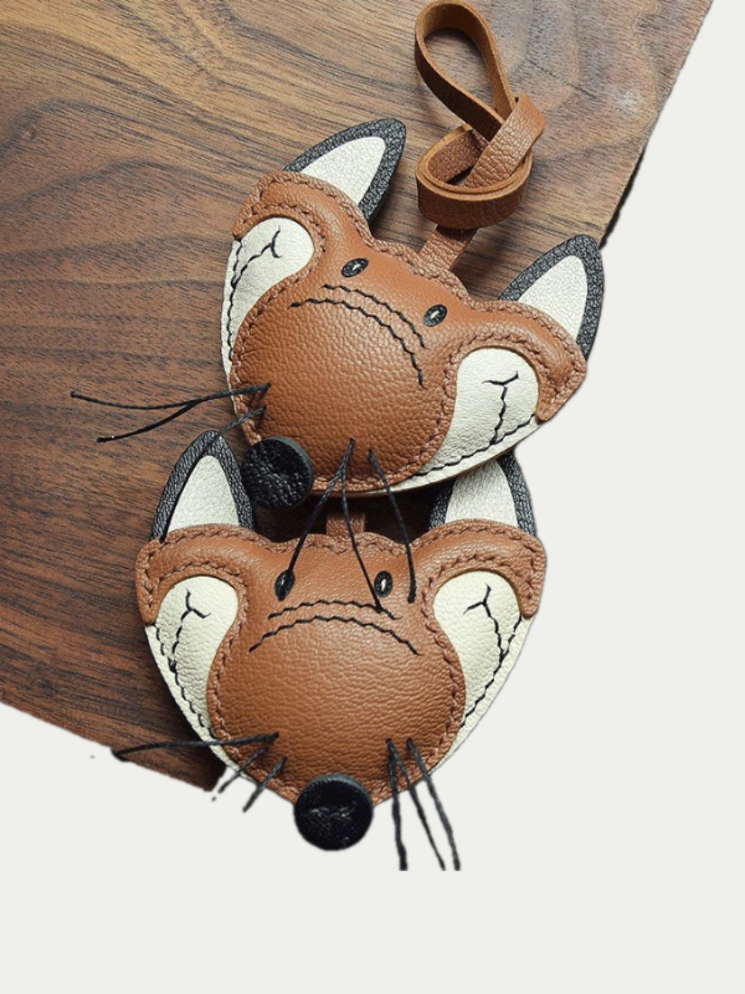 fox bag charm gift
luxury handmade gift set
French sheepskin handmade keychain
