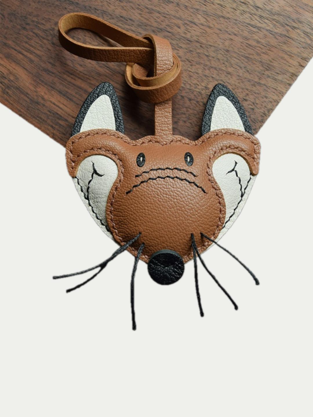 fox bag charm gift
luxury handmade gift set
French sheepskin handmade keychain