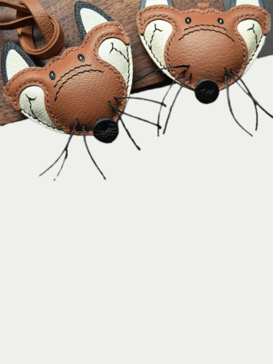 fox bag charm gift
luxury handmade gift set
French sheepskin handmade keychain