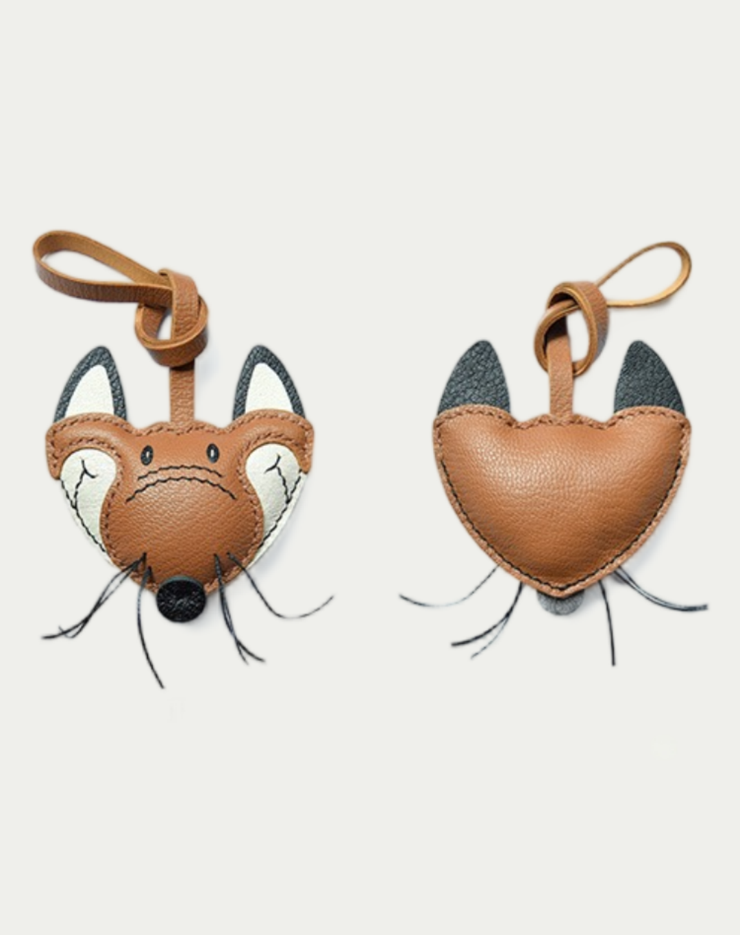 fox bag charm gift
luxury handmade gift set
French sheepskin handmade keychain