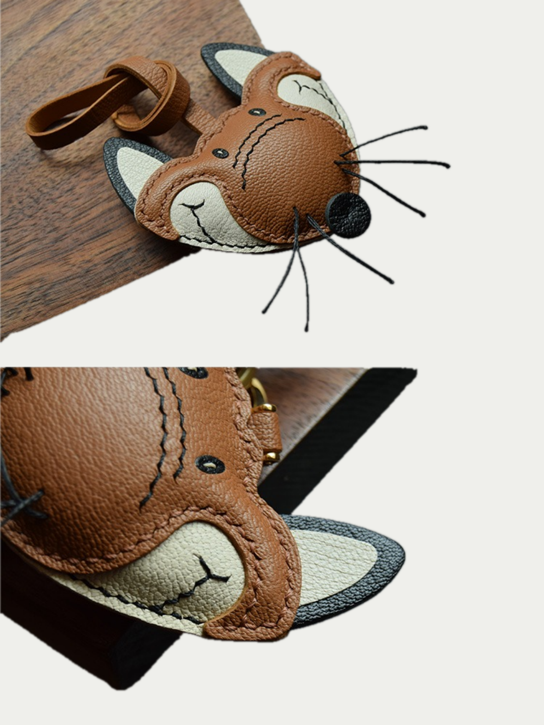 fox bag charm gift
luxury handmade gift set
French sheepskin handmade keychain