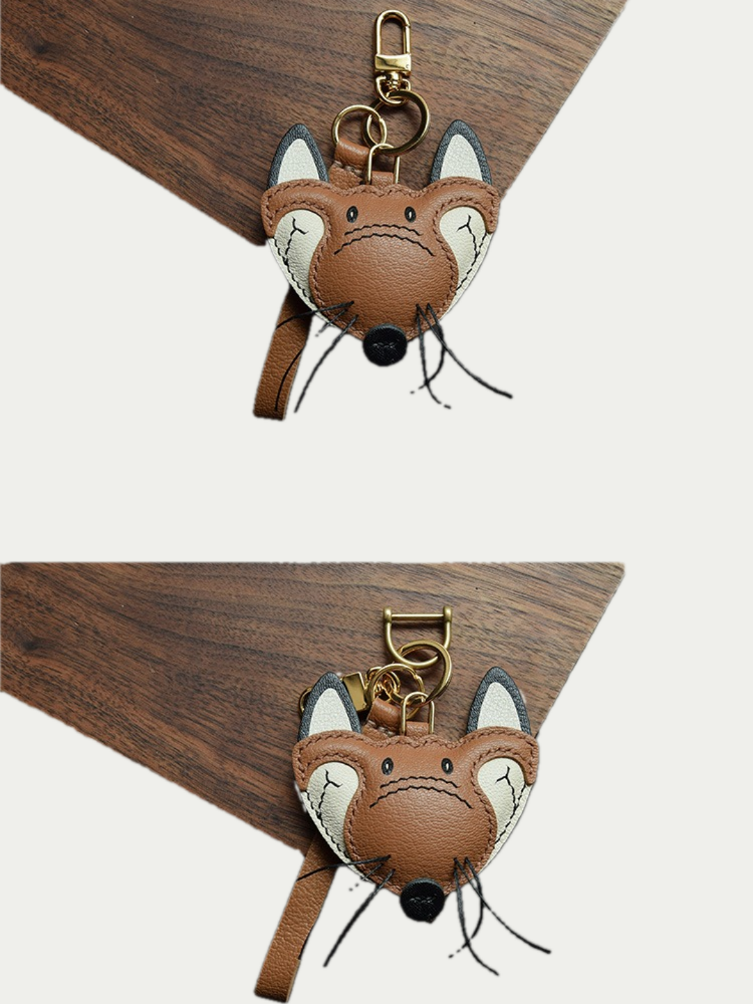 fox bag charm gift
luxury handmade gift set
French sheepskin handmade keychain