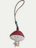 Mushroom Handmade French Sheepskin Bag Charm
