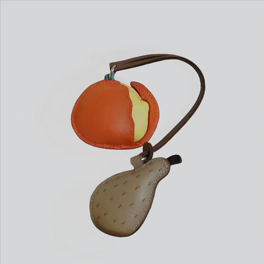 orange pear bag charm
fruit themed bag accessory gift
orange fruit keychain for bags
unique fruit bag charm birthday gift
﻿