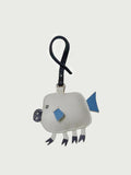 Handmade French Sheepskin Pig Bag Charm White
