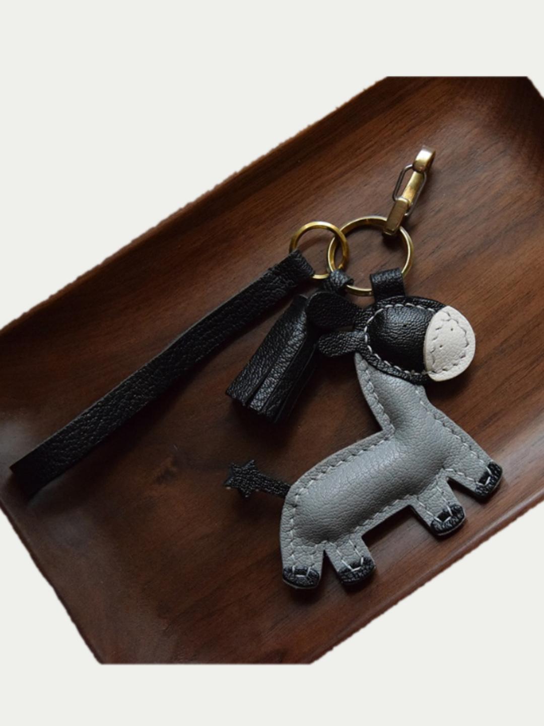donkey bag charm gift
luxury handmade gift set
French sheepskin handmade keychain