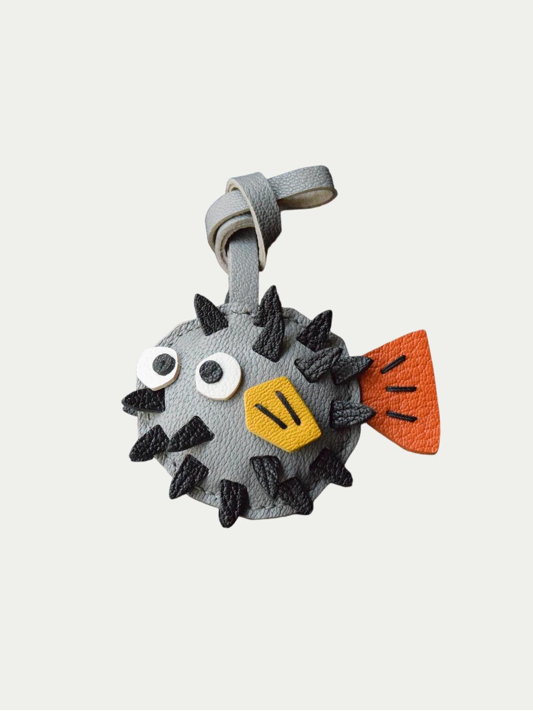 pufferfish bag charm
luxury handmade gift set
French sheepskin handmade keychain