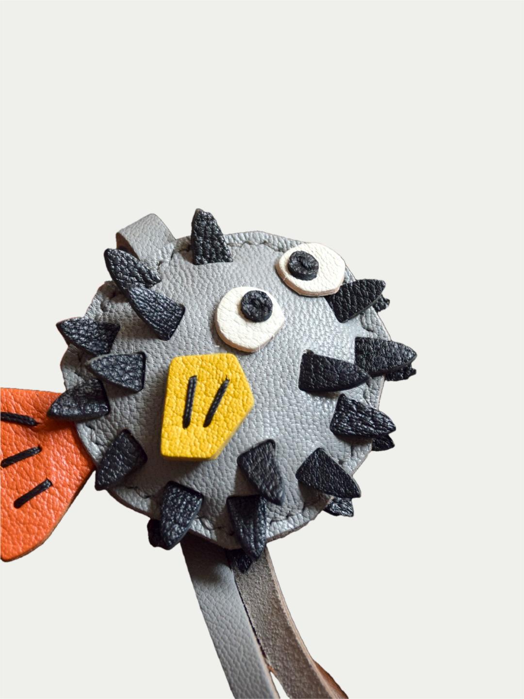 pufferfish bag charm
luxury handmade gift set
French sheepskin handmade keychain