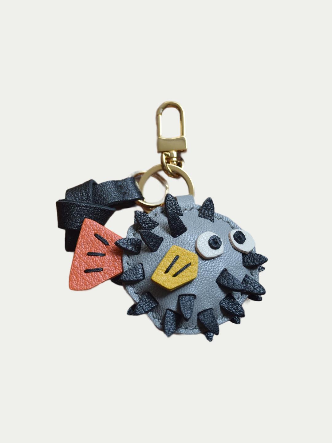 pufferfish bag charm
luxury handmade gift set
French sheepskin handmade keychain