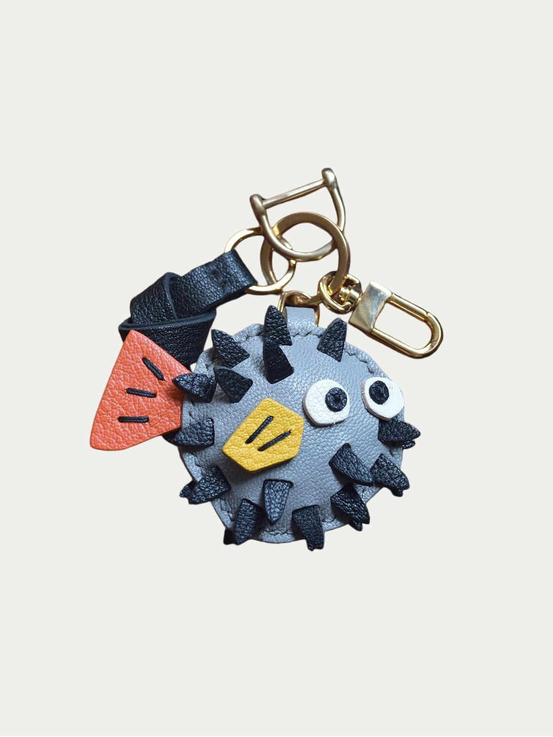 pufferfish bag charm
luxury handmade gift set
French sheepskin handmade keychain