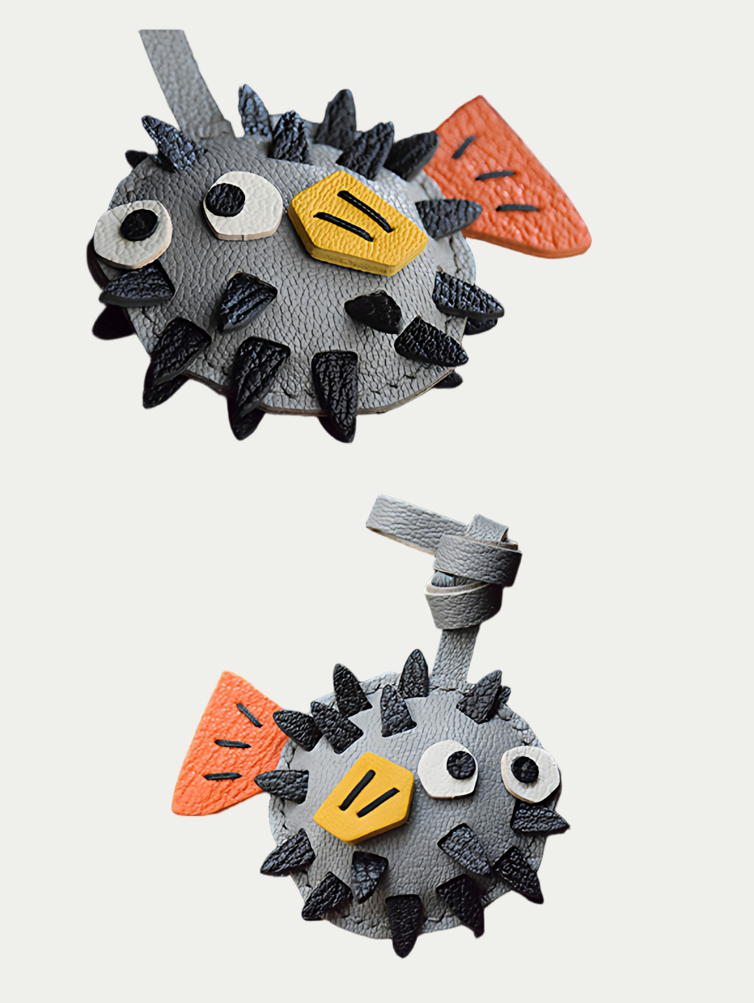 pufferfish bag charm
luxury handmade gift set
French sheepskin handmade keychain