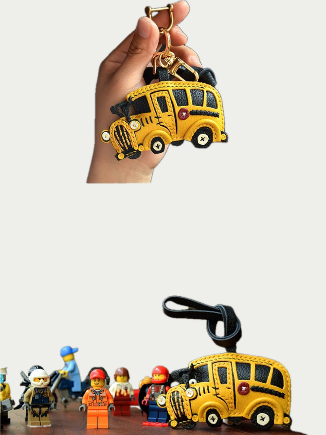 SCHOOL BUS bag charm gift
luxury handmade gift set
French sheepskin handmade keychain