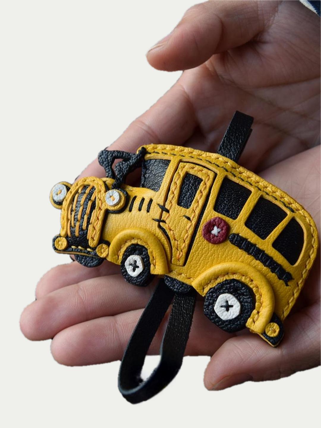 SCHOOL BUS bag charm gift
luxury handmade gift set
French sheepskin handmade keychain