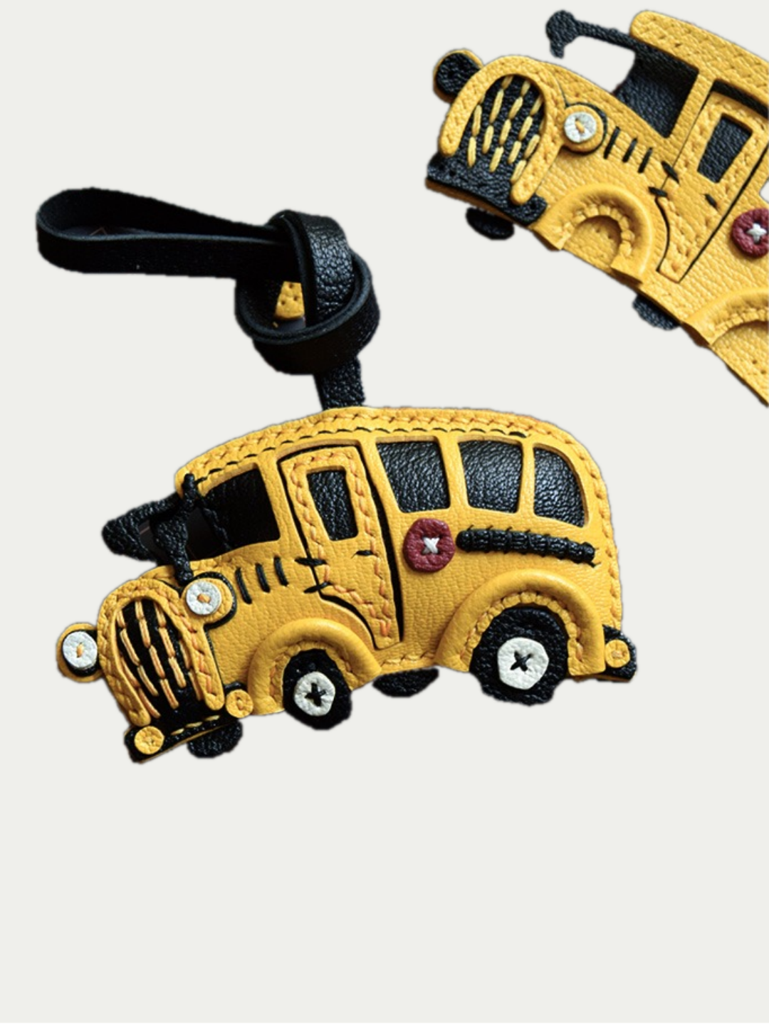 SCHOOL BUS bag charm gift
luxury handmade gift set
French sheepskin handmade keychain